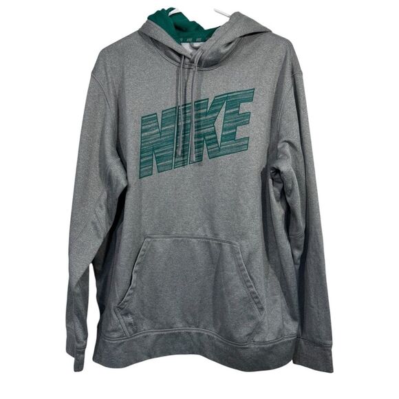 Nike Therma-Fit Grey Fleece Lined Athletic Hoodie Sweatshirt - Picture 1 of 4